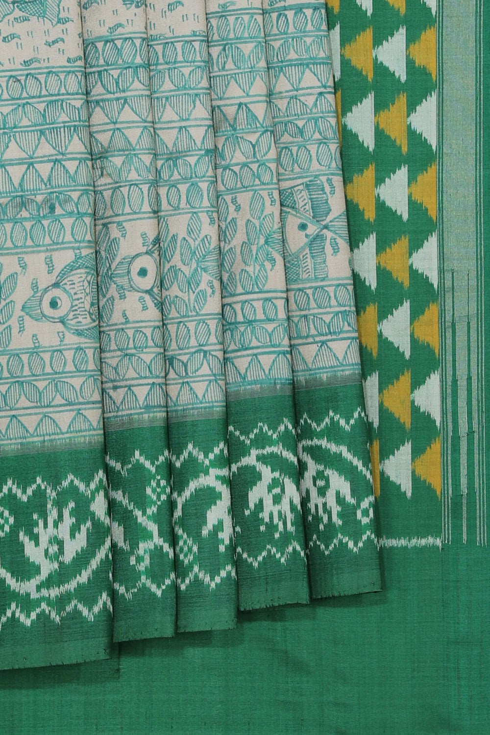 Image of Madhubani Hand-Painted Saree